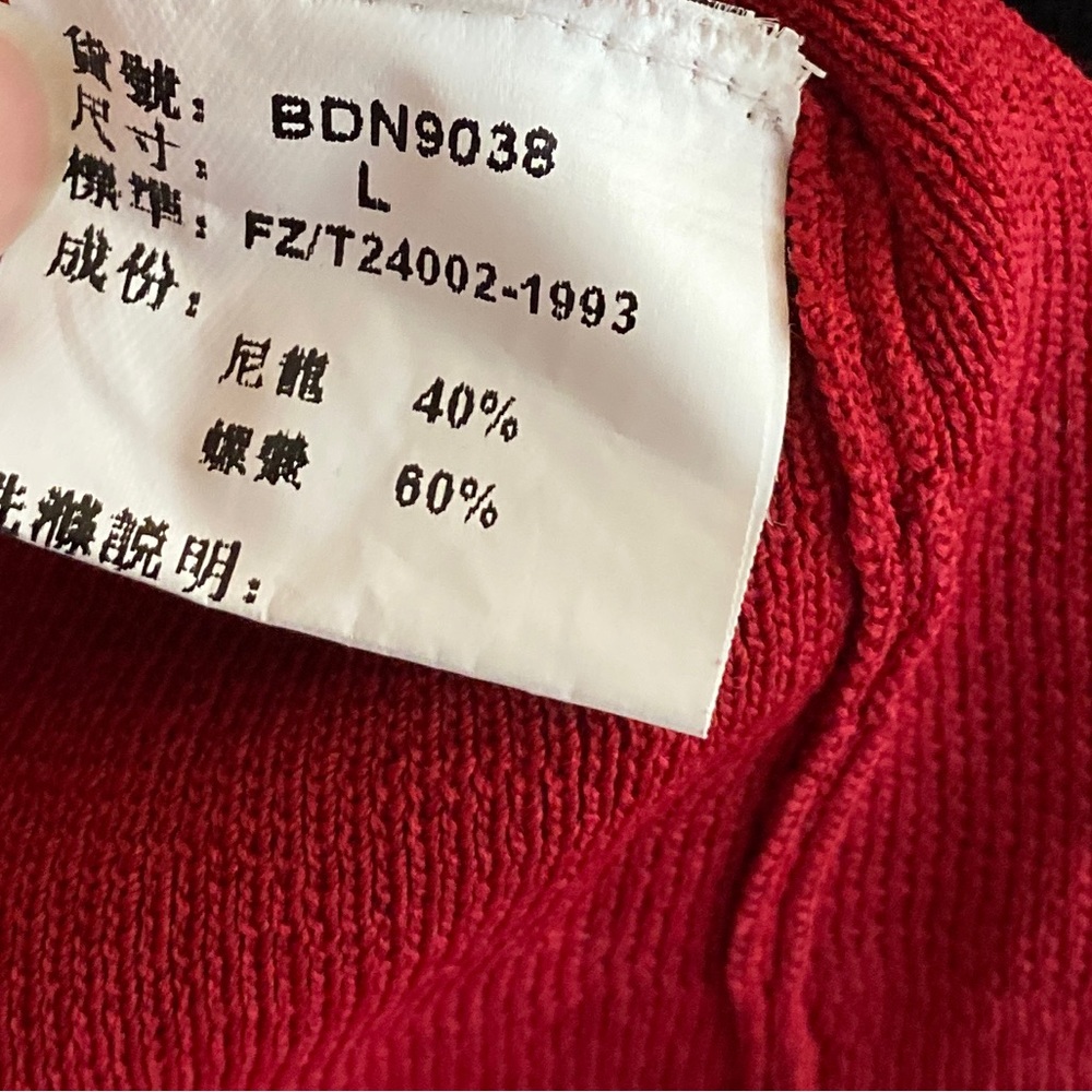 Red Cardigan Fitted Silhouette Metal Accents Multi Media Design - Picture 5 of 11